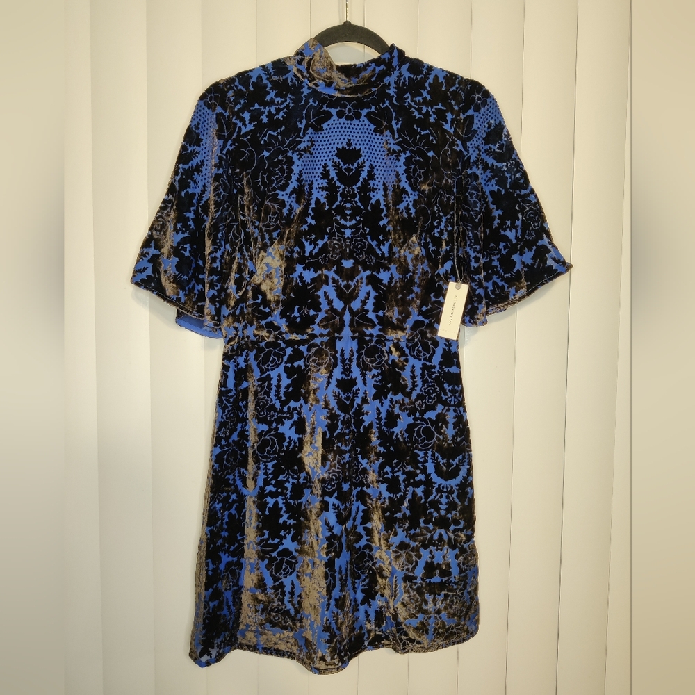 NWT! Anthropologie Royal Blue and Black Velvet Dress